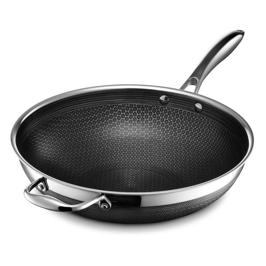 34cm Stainless Steel Honeycomb Wok
